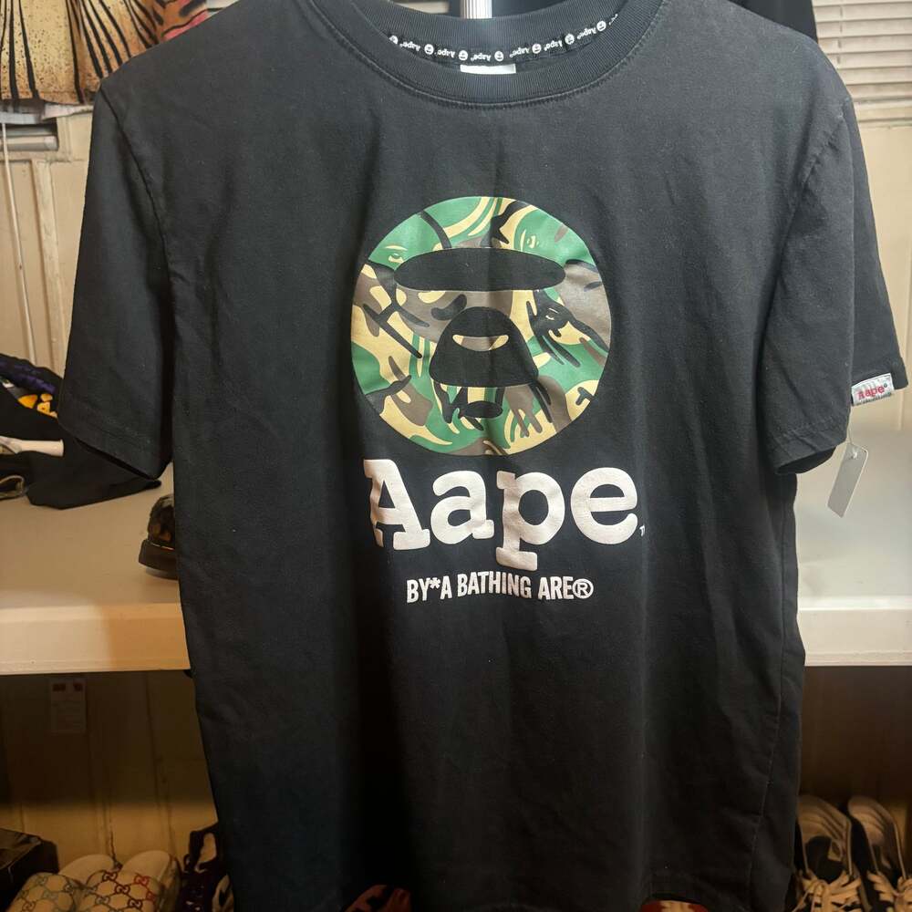 Aape by A Bathing Ape Black Camo Head Logo T-Shirt